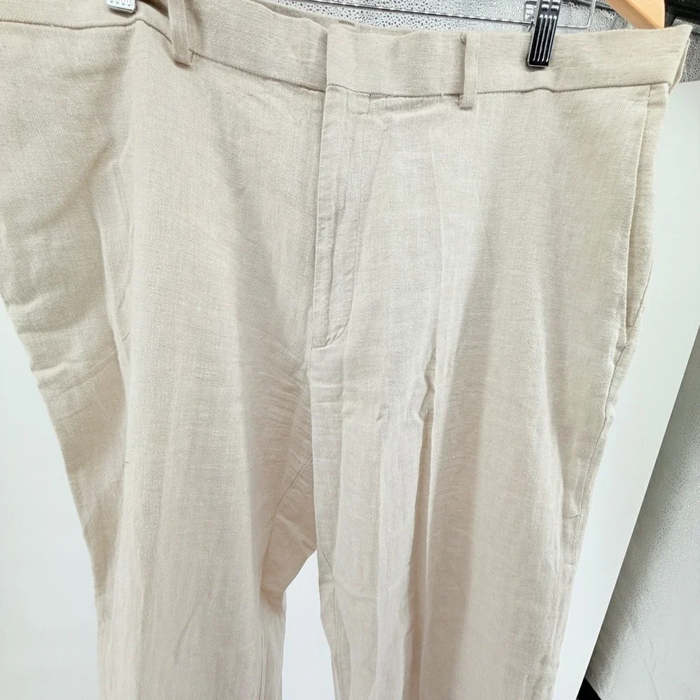 Perry Ellis Linen‎ Blend Flat Front Dress Pants Size 38/30 super soft!
